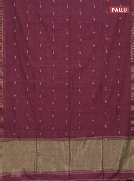 Bengal soft cotton saree mauve pink with allover thread woven buttas and zari woven border