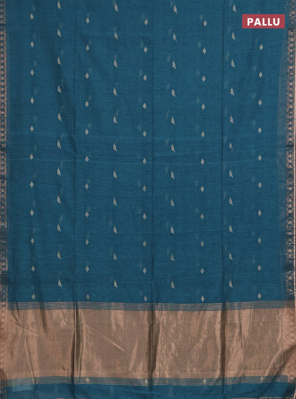 Bengal soft cotton saree green shade with allover thread woven buttas and zari woven border