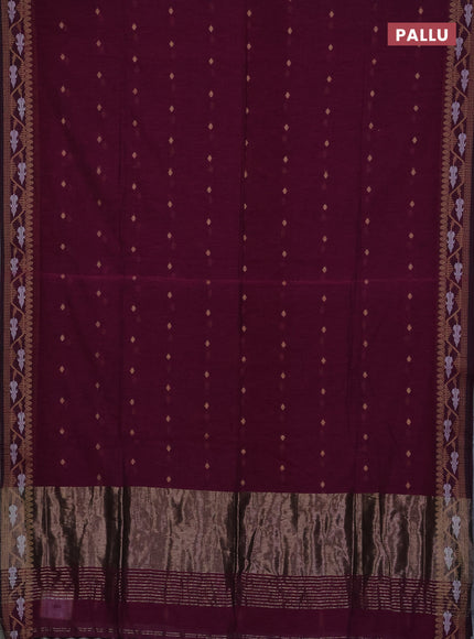 Bengal soft cotton saree purple with allover thread woven buttas and thread woven butta border
