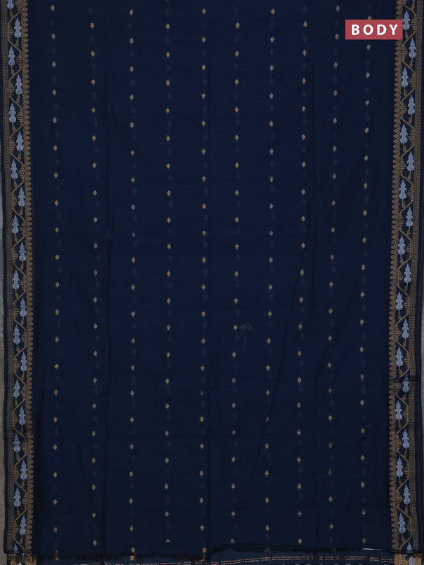Bengal soft cotton saree peacock blue with allover thread woven buttas and thread woven butta border
