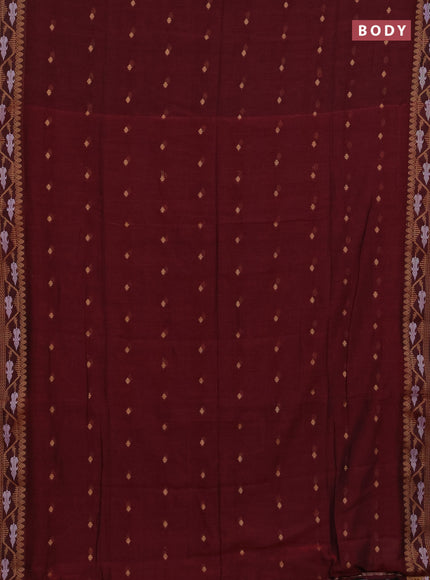 Bengal soft cotton saree maroon with allover thread woven buttas and thread woven butta border