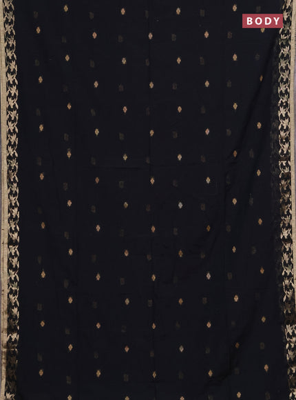 Bengal soft cotton saree black with allover thread woven buttas and zari woven border