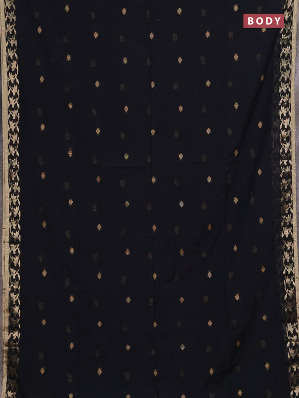 Bengal soft cotton saree black with allover thread woven buttas and zari woven border