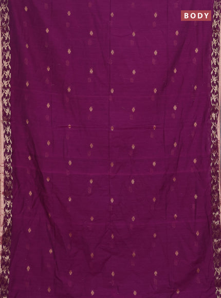 Bengal soft cotton saree purple with allover thread woven buttas and zari woven border