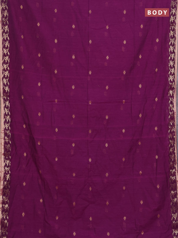 Bengal soft cotton saree purple with allover thread woven buttas and zari woven border