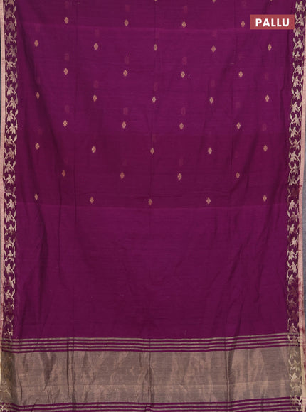 Bengal soft cotton saree purple with allover thread woven buttas and zari woven border