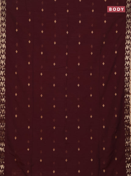 Bengal soft cotton saree deep maroon with allover thread woven buttas and zari woven border
