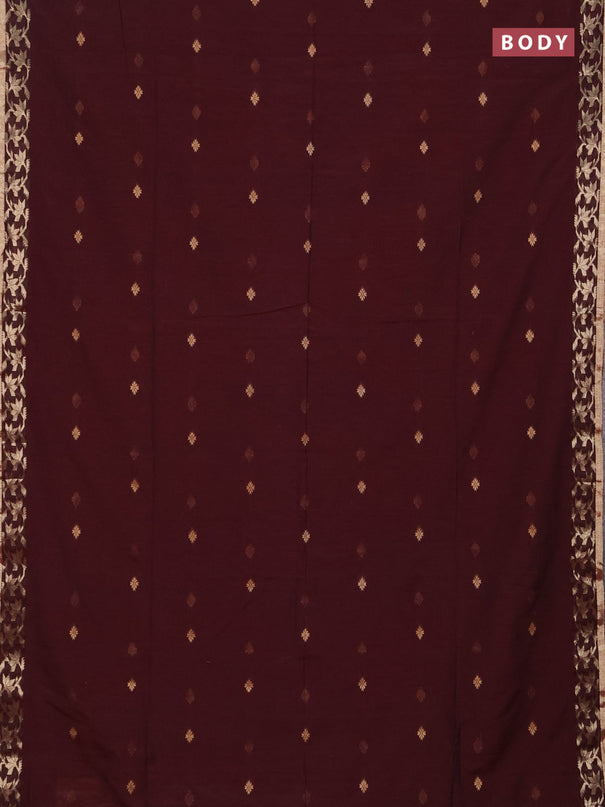 Bengal soft cotton saree deep maroon with allover thread woven buttas and zari woven border