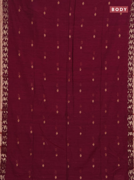 Bengal soft cotton saree magenta pink with allover thread woven buttas and zari woven border