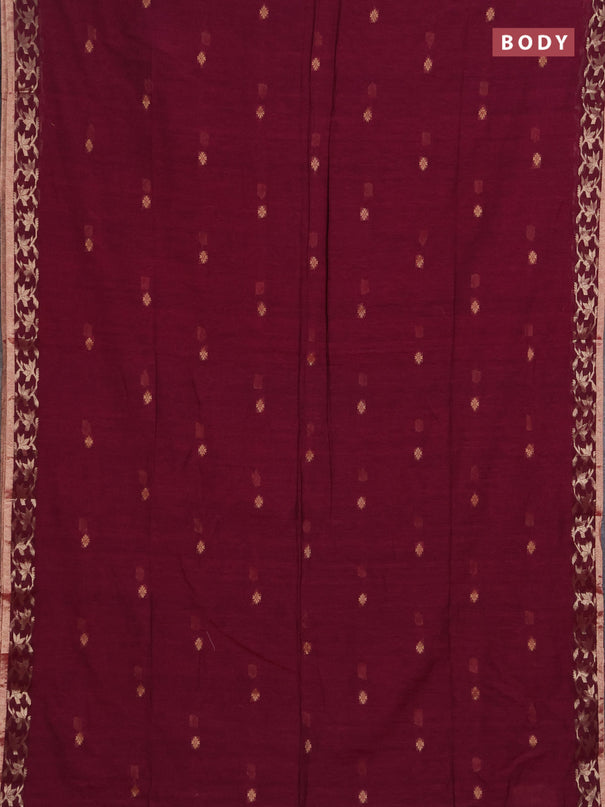 Bengal soft cotton saree magenta pink with allover thread woven buttas and zari woven border