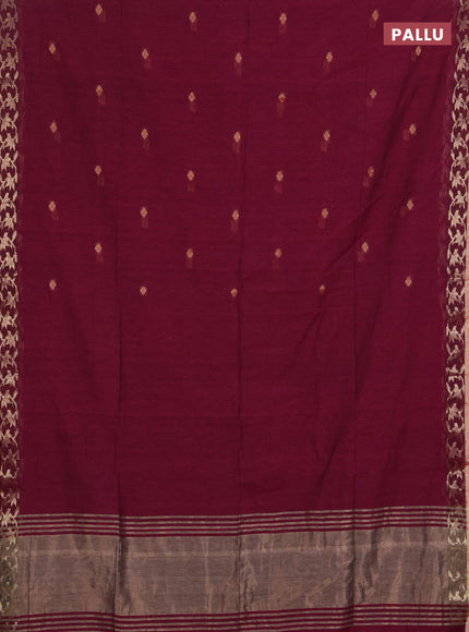 Bengal soft cotton saree magenta pink with allover thread woven buttas and zari woven border