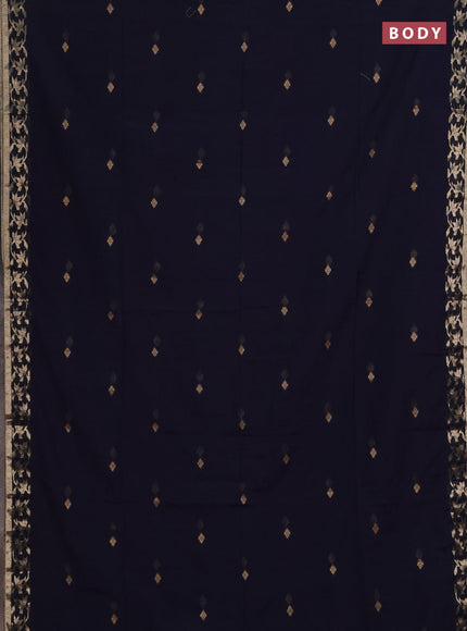 Bengal soft cotton saree navy blue with allover thread woven buttas and zari woven border