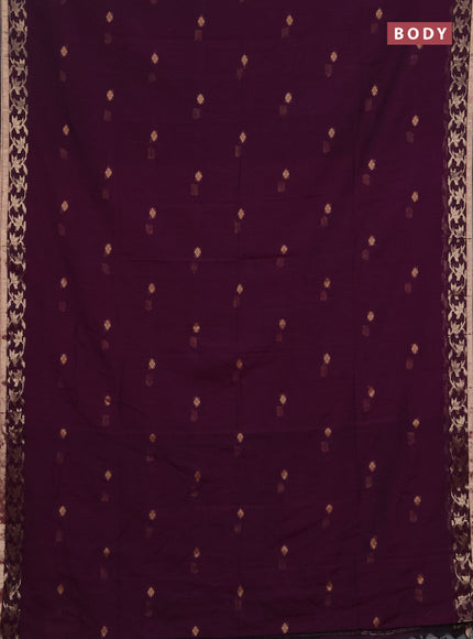 Bengal soft cotton saree purple with allover thread woven buttas and zari woven border