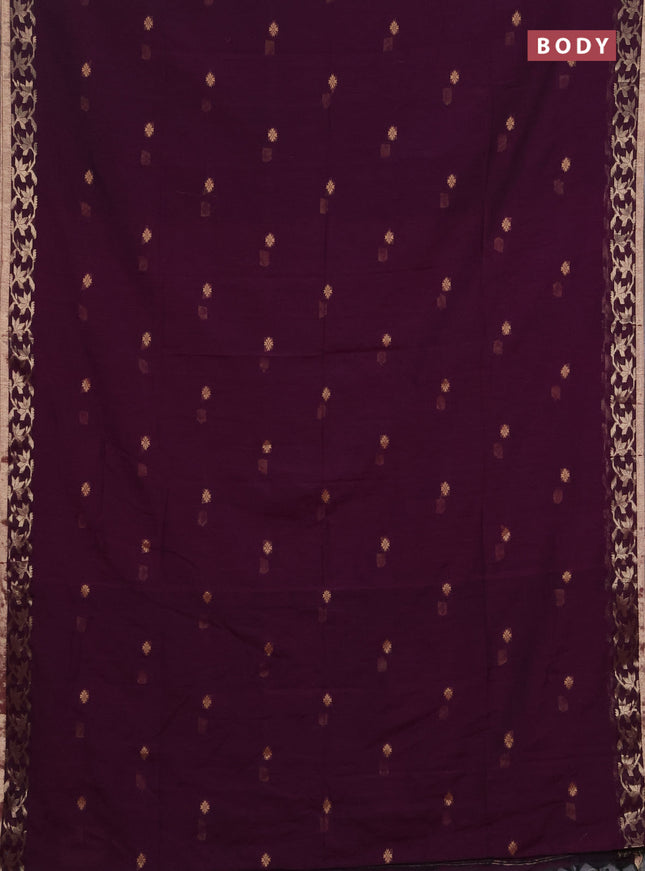 Bengal soft cotton saree purple with allover thread woven buttas and zari woven border