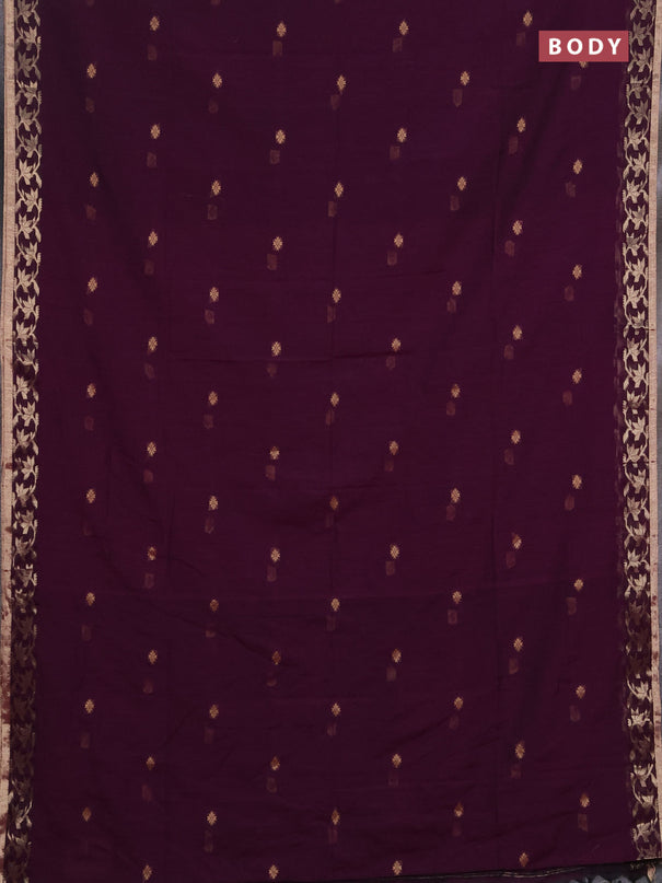 Bengal soft cotton saree purple with allover thread woven buttas and zari woven border