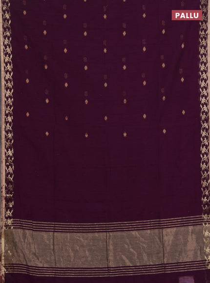 Bengal soft cotton saree purple with allover thread woven buttas and zari woven border