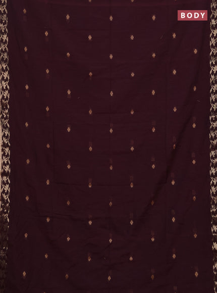 Bengal soft cotton saree deep wine shade with allover thread woven buttas and zari woven border