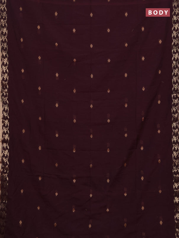 Bengal soft cotton saree deep wine shade with allover thread woven buttas and zari woven border