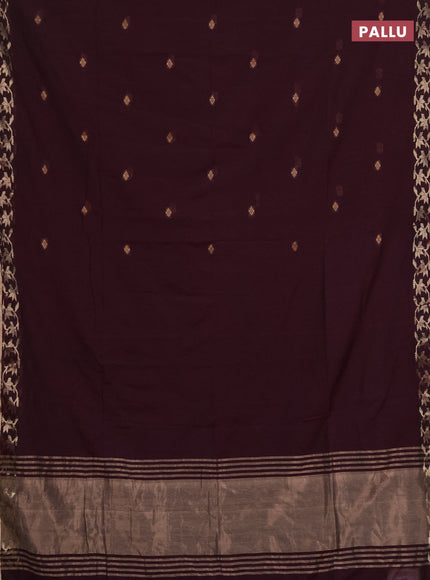 Bengal soft cotton saree deep wine shade with allover thread woven buttas and zari woven border