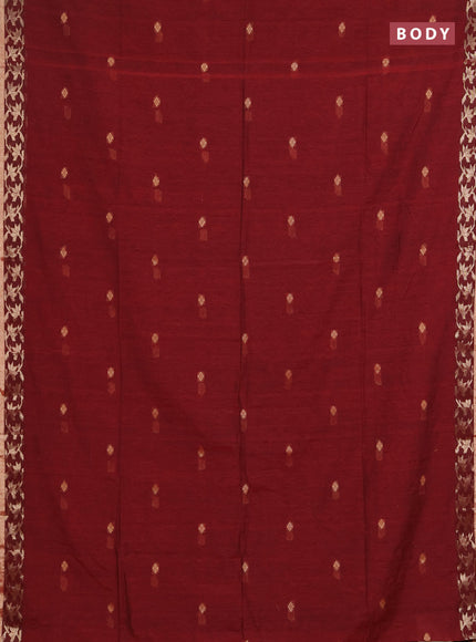 Bengal soft cotton saree maroon with allover thread woven buttas and zari woven border