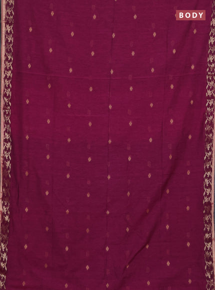 Bengal soft cotton saree magenta pink with allover thread woven buttas and zari woven border