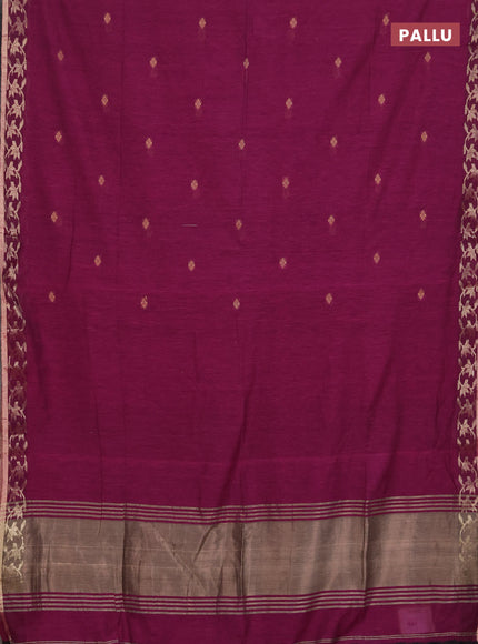Bengal soft cotton saree magenta pink with allover thread woven buttas and zari woven border