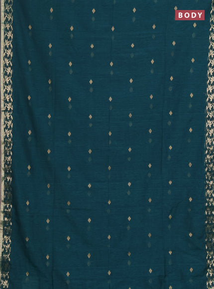 Bengal soft cotton saree green with allover thread woven buttas and zari woven border