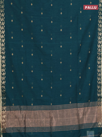 Bengal soft cotton saree green with allover thread woven buttas and zari woven border