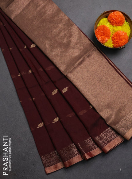 Bengal soft cotton saree deep maroon with allover thread woven buttas and zari woven border
