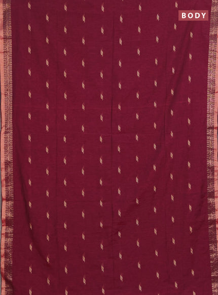 Bengal soft cotton saree magenta pink with allover thread woven buttas and zari woven border