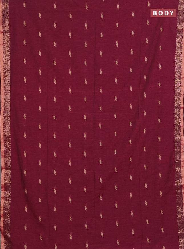 Bengal soft cotton saree magenta pink with allover thread woven buttas and zari woven border