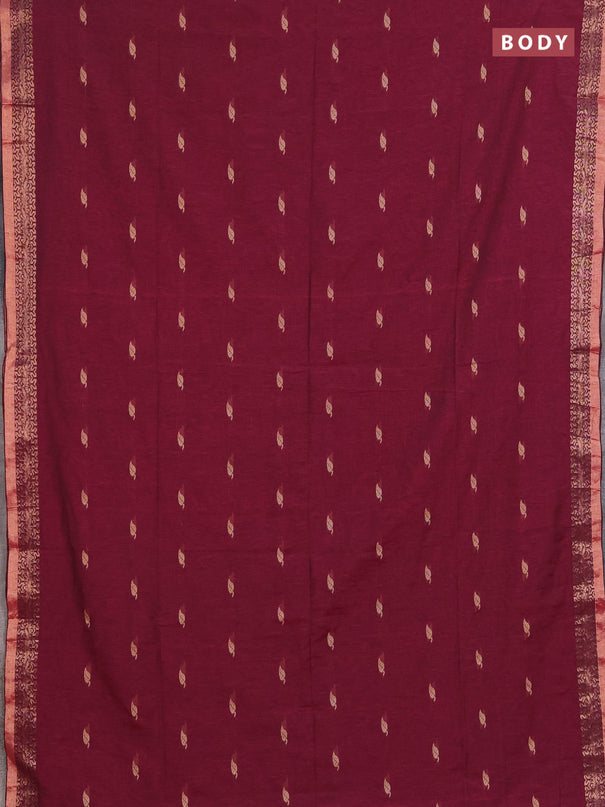Bengal soft cotton saree magenta pink with allover thread woven buttas and zari woven border