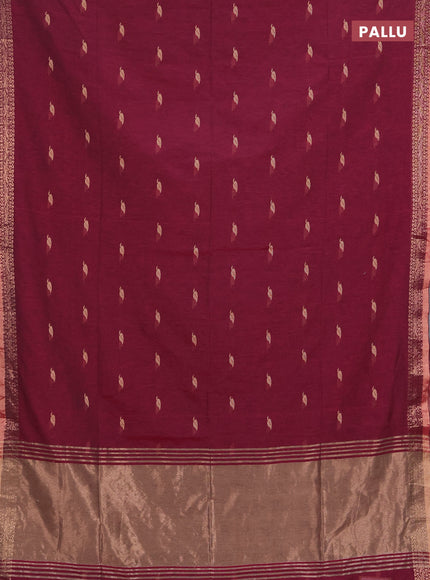 Bengal soft cotton saree magenta pink with allover thread woven buttas and zari woven border