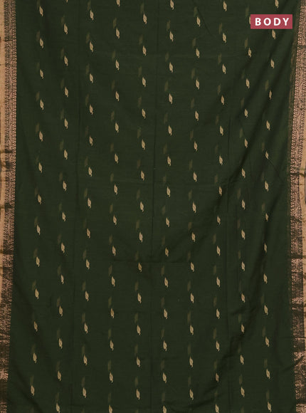 Bengal soft cotton saree sap green with allover thread woven buttas and zari woven border