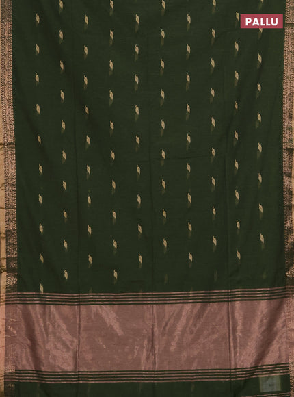 Bengal soft cotton saree sap green with allover thread woven buttas and zari woven border