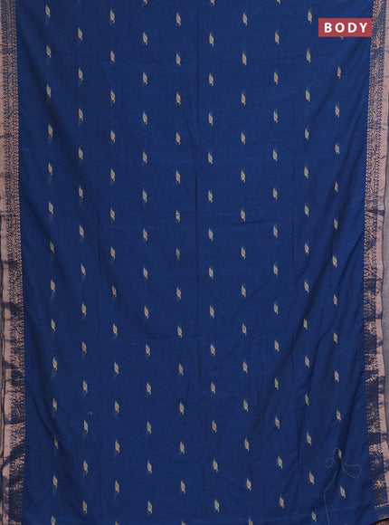 Bengal soft cotton saree cs blue with allover thread woven buttas and zari woven border