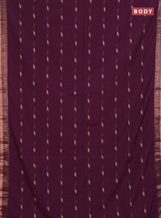 Bengal soft cotton saree purple with allover thread woven buttas and zari woven border