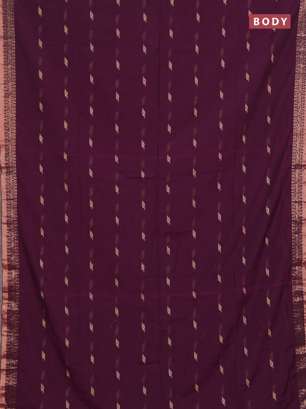 Bengal soft cotton saree purple with allover thread woven buttas and zari woven border