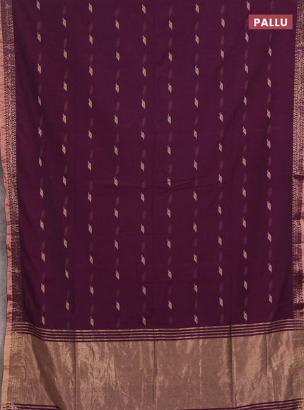 Bengal soft cotton saree purple with allover thread woven buttas and zari woven border