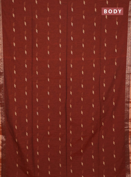 Bengal soft cotton saree rust shade with allover thread woven buttas and zari woven border