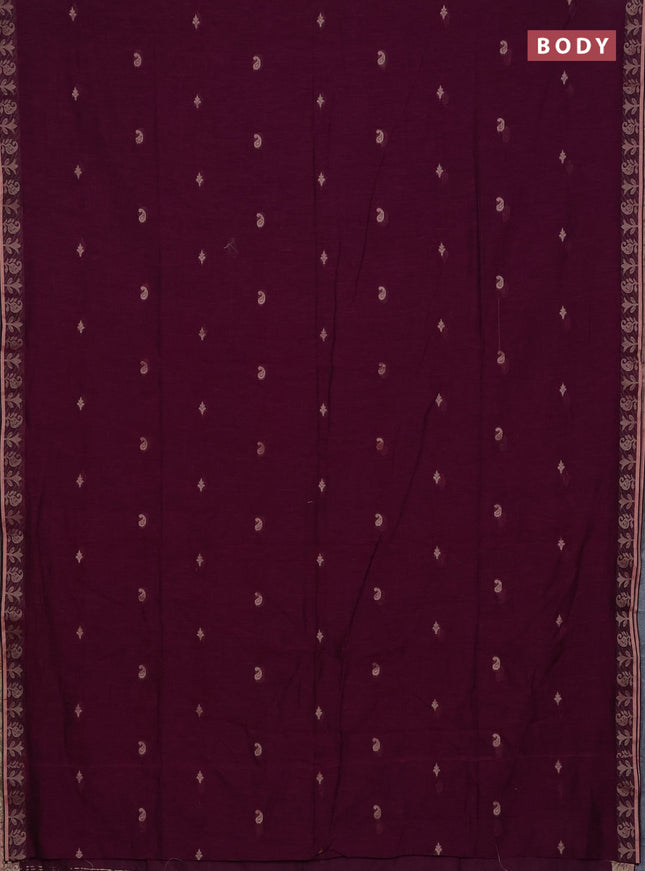 Bengal soft cotton saree magenta pink with allover thread woven buttas and zari woven border