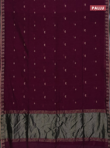 Bengal soft cotton saree magenta pink with allover thread woven buttas and zari woven border