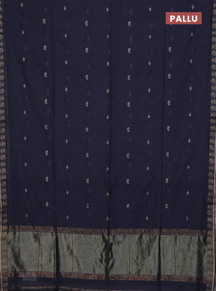 Bengal soft cotton saree grey with allover thread woven buttas and thread woven border