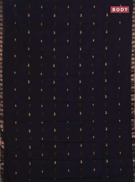 Bengal soft cotton saree black with allover thread woven buttas and zari woven border