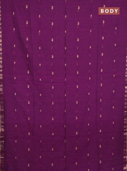 Bengal soft cotton saree purple with allover thread woven buttas and zari woven border