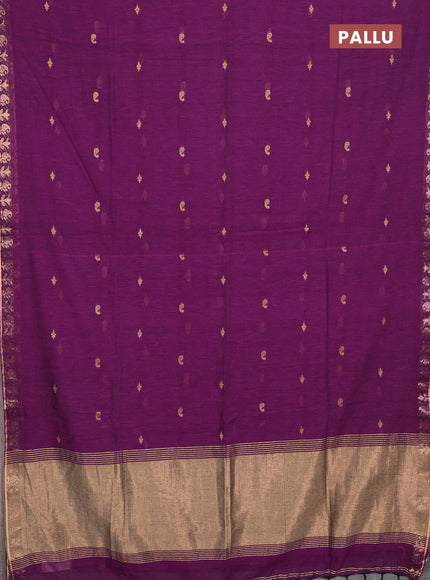 Bengal soft cotton saree purple with allover thread woven buttas and zari woven border
