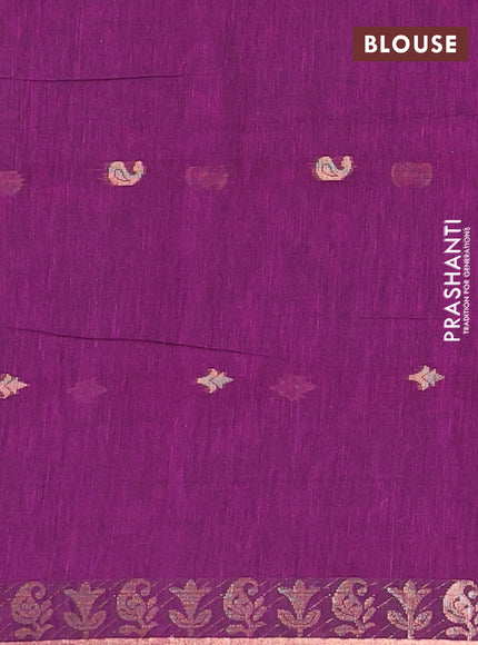 Bengal soft cotton saree purple with allover thread woven buttas and zari woven border