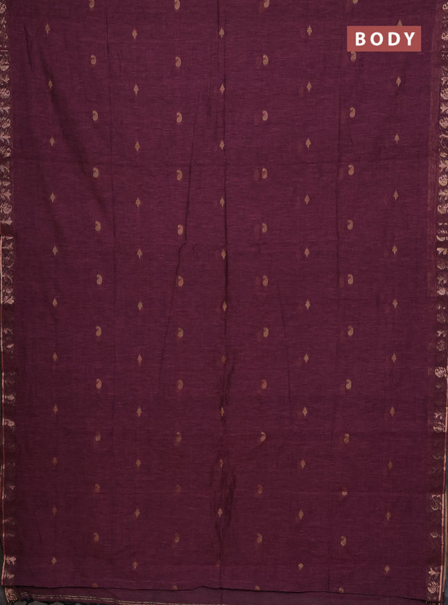 Bengal soft cotton saree mauve pink with allover thread woven buttas and zari woven border