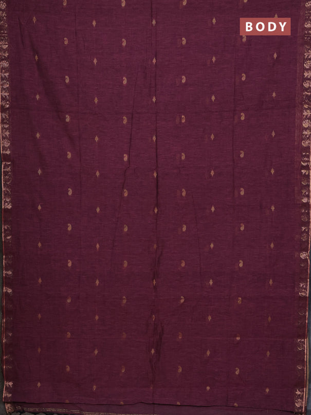 Bengal soft cotton saree mauve pink with allover thread woven buttas and zari woven border