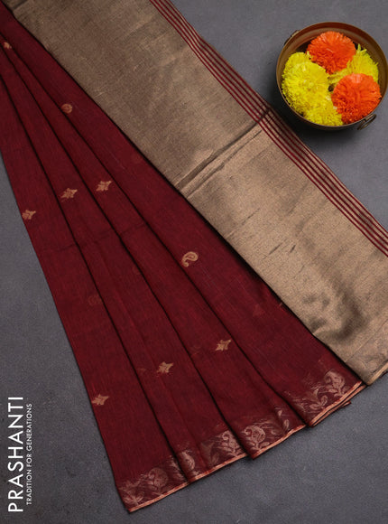 Bengal soft cotton saree with allover thread woven buttas and zari woven border